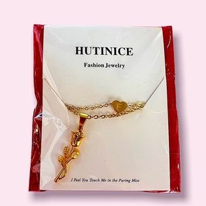 Letter F Rose Necklace.